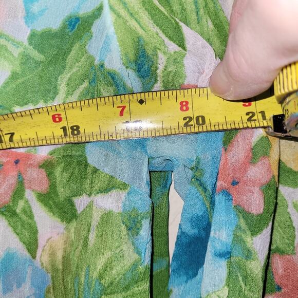 Vtg Semi Sheer Tropical Floral Button-Up Shirt Sz M Summer Vacation GrandmaCore - Picture 4 of 7